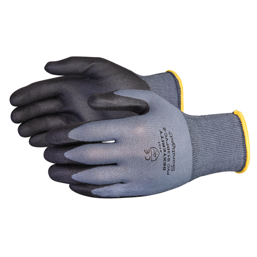 Gants enduits Dexterity, 11/2T-Grand, R&ecirc;vetement PVC, Calibre 13, Enveloppe en Nylon Planification Entrepots Molloy