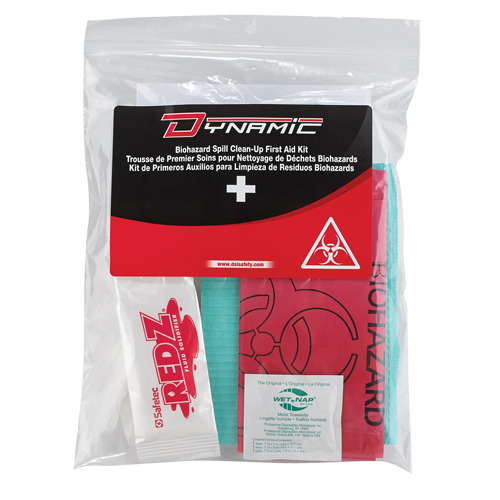 Trousse de premiers soins pour nettoyage de biorisques Dynamic, Dispositif m&eacute;dical Classe 1, Sac en plastique refermable Planification Entrepots Molloy