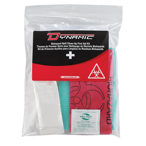 Trousse de premiers soins pour nettoyage de biorisques Dynamic, Dispositif m&eacute;dical Classe 1, Sac en plastique refermable Planification Entrepots Molloy