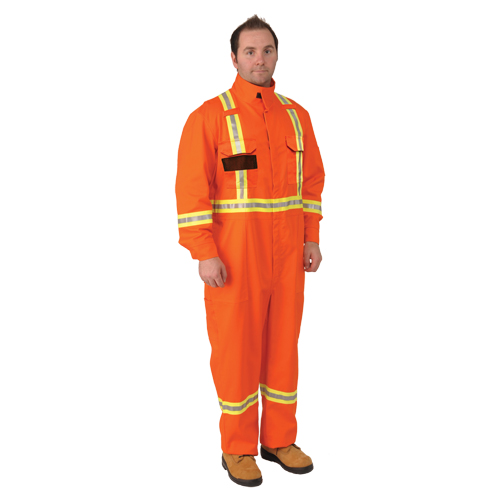 Firewall FR&reg; Striped Coveralls, Size Small, Orange Planification Entrepots Molloy