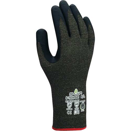 Gants r&eacute;sistants aux coupures S-TEX 581, Taille 6/Petit, Calibre 13, Rev&ecirc;tement Mousse de nitrile, Enveloppe en Acier inoxydable/Kevlar, ANSI/ISEA 105 niveau 5/EN 388 niveau E Planification Entrepots Molloy