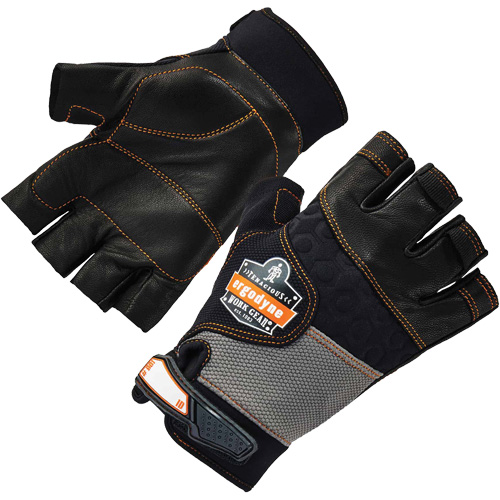 ProFlex 901 Half-Finger Leather Impact Gloves, Small, Grain Leather Palm, Hook & Loop Cuff Planification Entrepots Molloy