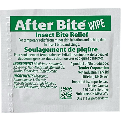 Tampons pour soulagement des piqûres d'insectes After Bite Planification Entrepots Molloy