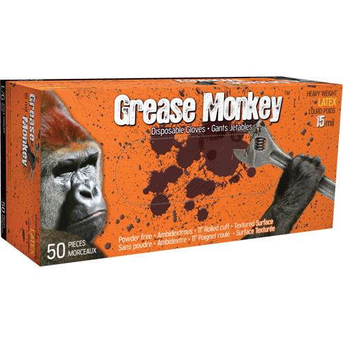 Gants Grease Monkey, Moyen, Latex, 15 mils, Sans poudre, Bleu Planification Entrepots Molloy