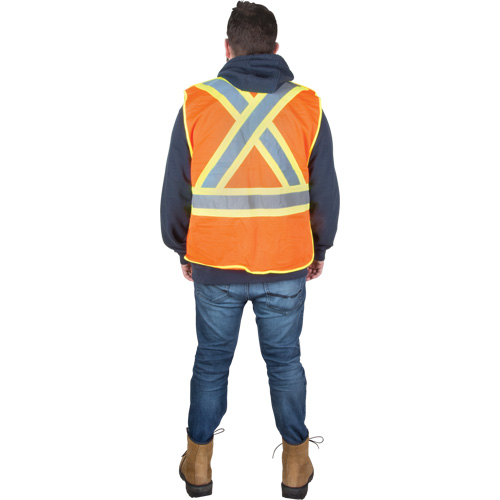 Veste d'arpenteur r&eacute;sistante aux flammes, Orange haute visibilit&eacute;, Moyen, Polyester Planification Entrepots Molloy