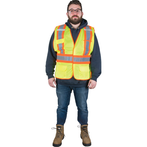 Veste d'arpenteur r&eacute;sistante aux flammes, Jaune lime haute visibilit&eacute;, Moyen, Polyester Planification Entrepots Molloy