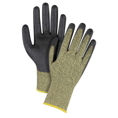 Black & Yellow Seamless Stretch Cut-Resistant Gloves, Size 2X-Large/11, 13 Gauge, Foam Nitrile Coated, Aramid Shell, ASTM ANSI Level A6 Planification Entrepots Molloy