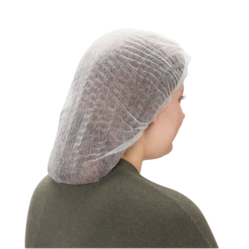 Pleated Bouffant Cap, Polypropylene, 21", White Planification Entrepots Molloy