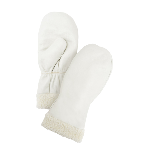 Mitaines d'hiver en cuir fleur de premi&egrave;re qualit&eacute; doubl&eacute;es de boa, Taille Grand, Mitaine Planification Entrepots Molloy