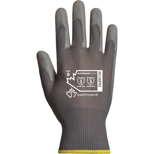 Superior Touch&reg; String Knit Gloves, 8, Polyurethane Coating, 13 Gauge, Polyester Shell Planification Entrepots Molloy