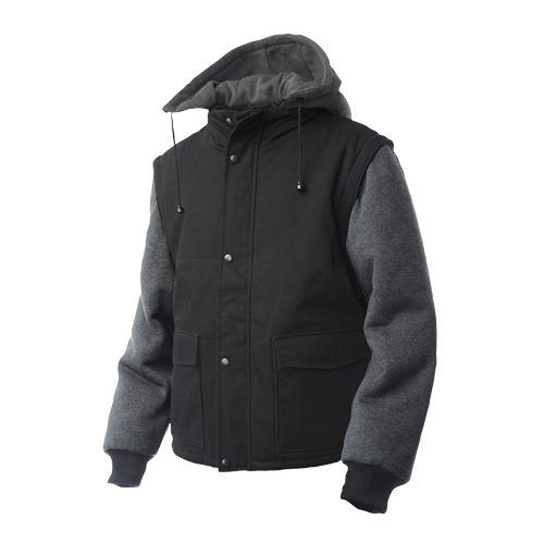 Manteau avec manches &agrave; fermeture &agrave; glissi&egrave;re, Hommes, Grand, Noir Planification Entrepots Molloy
