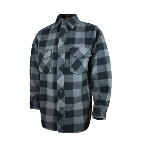 Plaid Solar Fleece Shirt, Men's, Large, Grey Planification Entrepots Molloy