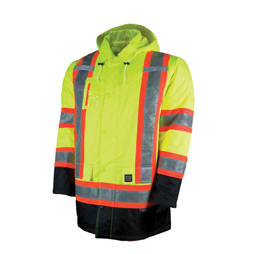 Lined Safety Parka, High Visibility Lime-Yellow, Large Planification Entrepots Molloy