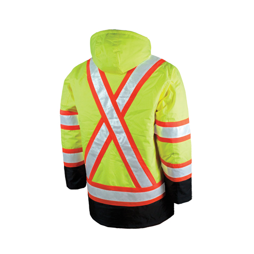 Lined Safety Parka, High Visibility Lime-Yellow, Large Planification Entrepots Molloy