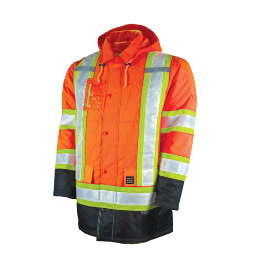 Lined Safety Parka, High Visibility Orange, Large Planification Entrepots Molloy