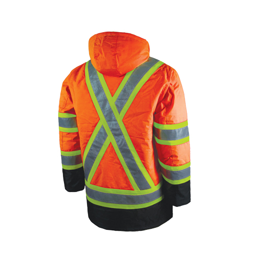 Lined Safety Parka, High Visibility Orange, Large Planification Entrepots Molloy