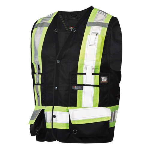 Surveyor Safety Vest, Black, Large, Polyester Planification Entrepots Molloy