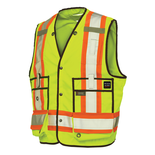 Veste de s&eacute;curit&eacute; pour arpenteur, Jaune lime haute visibilit&eacute;, T-Grand, Polyester Planification Entrepots Molloy