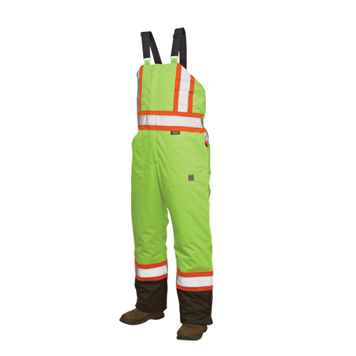 Salopettes de s&eacute;curit&eacute; doubl&eacute;e, Polyester/Polyur&eacute;thane, Grand, Jaune lime haute visibilit&eacute; Planification Entrepots Molloy
