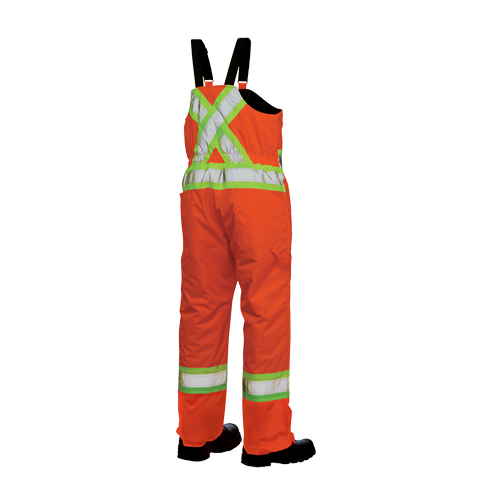Lined Safety Overalls, Polyester/Polyurethane, Large, High Visibility Orange Planification Entrepots Molloy