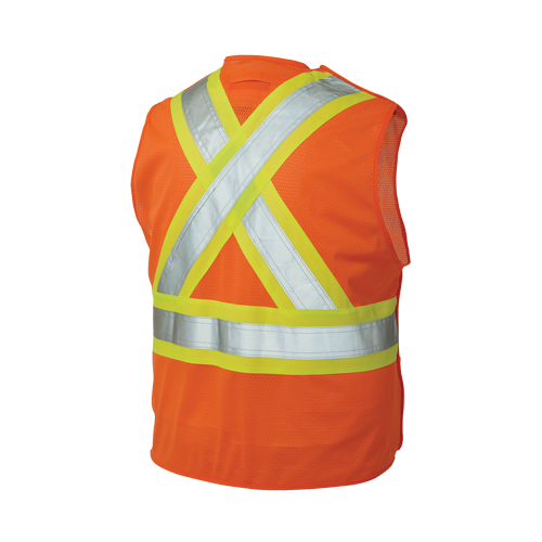 5-Point Tearaway Safety Vest, High Visibility Orange, Large/X-Large, Polyester Planification Entrepots Molloy