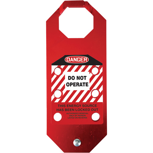 Moraillon de verrouillage pr&eacute;venant l'utilisation conforme aux normes OSHA Danger Stopout Aluma-Tag, Rouge Planification Entrepots Molloy
