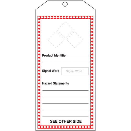 GHS Jumbo Safety Tag, Cardstock, 3-7/8" W x 8-1/2" H, English Planification Entrepots Molloy