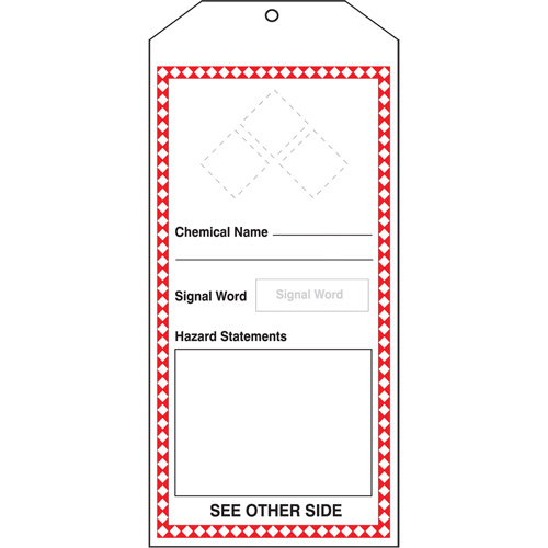 GHS Jumbo Tags, Cardstock, 3-7/8" W x 8-1/2" H, English Planification Entrepots Molloy