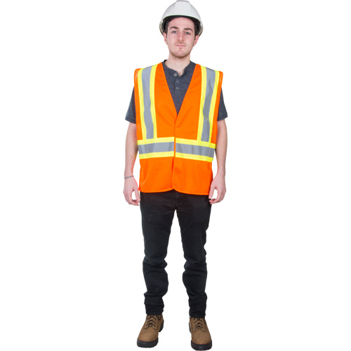 Traffic Safety Vest, High Visibility Orange, Medium, Polyester Planification Entrepots Molloy