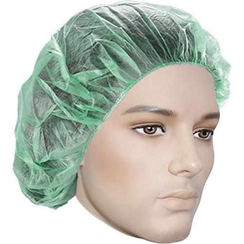 Bouffant Caps, Polypropylene, 21", Green Planification Entrepots Molloy
