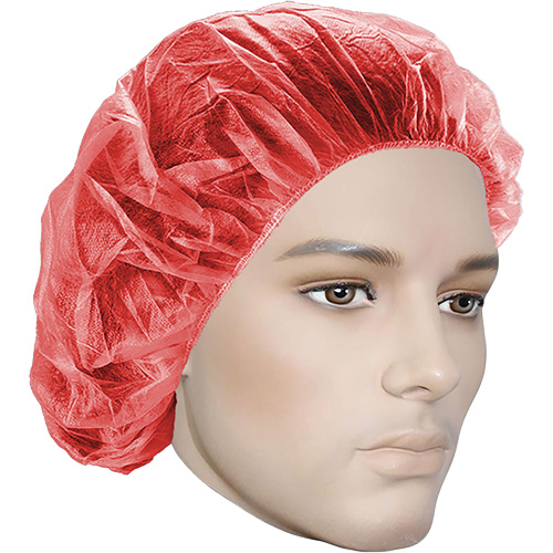 Bouffant Caps, Polypropylene, 21", Red Planification Entrepots Molloy