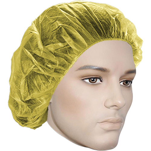 Bouffant Caps, Polypropylene, 24", Yellow Planification Entrepots Molloy