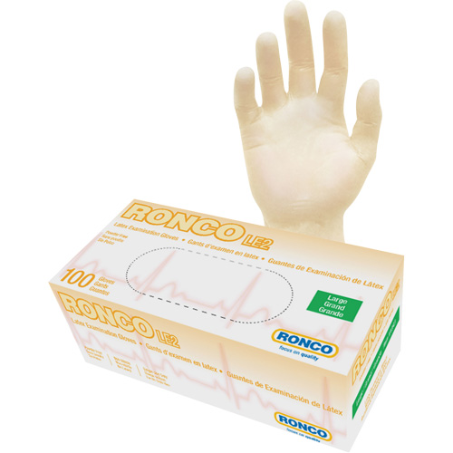 Gants jetables, Grand, Latex, 4 mils, Sans poudre, Naturel, Classe 2 Planification Entrepots Molloy