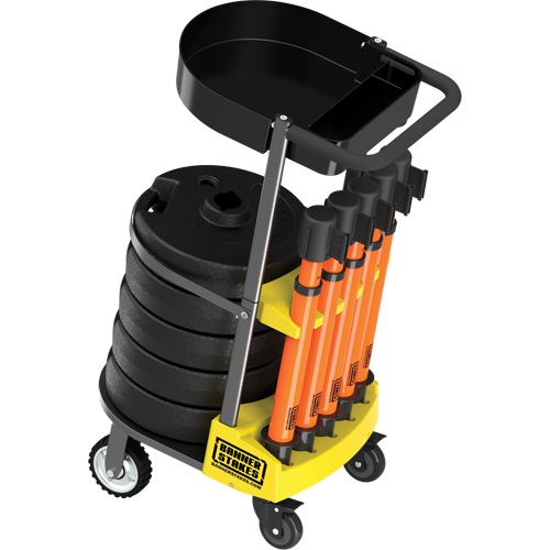 PLUS Barrier Post Cart Kit with Tray, 75' L, Metal, Orange Planification Entrepots Molloy
