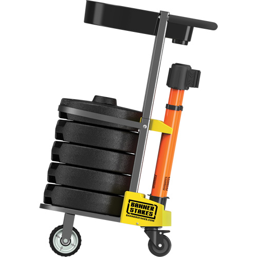 PLUS Barrier Post Cart Kit with Tray, 75' L, Metal, Orange Planification Entrepots Molloy