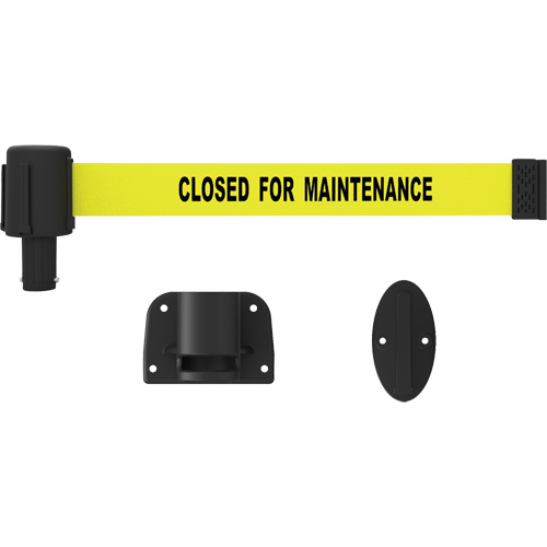 PLUS Wall Mount Barrier System, Plastic, Screw Mount, 15', Yellow Tape Planification Entrepots Molloy