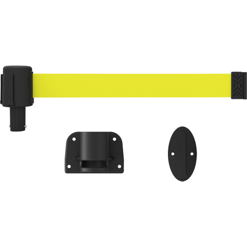 PLUS Wall Mount Barrier System, Plastic, Screw Mount, 15', Yellow Tape Planification Entrepots Molloy