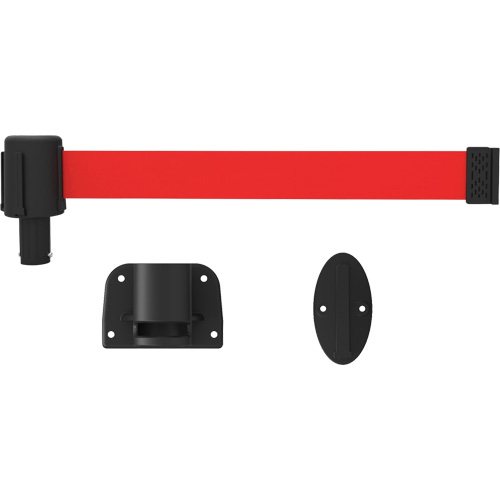 PLUS Wall Mount Barrier System, Plastic, Screw Mount, 15', Red Tape Planification Entrepots Molloy
