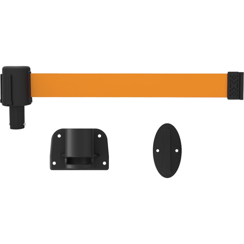 PLUS Wall Mount Barrier System, Plastic, Screw Mount, 15', Orange Tape Planification Entrepots Molloy