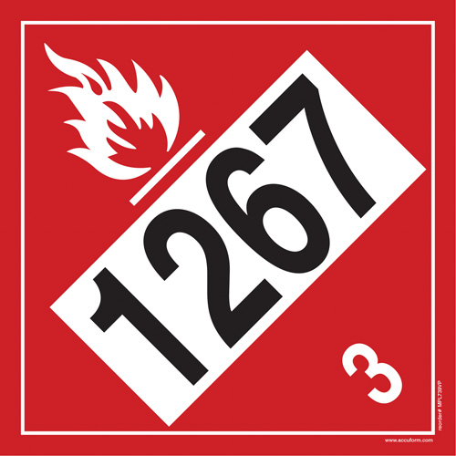 Plaque-&eacute;tiquette TMD 1267 pour liquide inflammable p&eacute;trole brut, Plastique Planification Entrepots Molloy