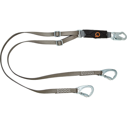 V-Series Tie-Back Lanyard, 6', Carabiner Center, Snap Hook Leg Ends, Polyester Planification Entrepots Molloy