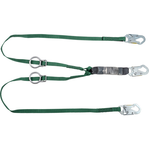 V-Series Tie-Back Lanyard, 6', Snap Hook Center, Snap Hook Leg Ends, Polyester Planification Entrepots Molloy