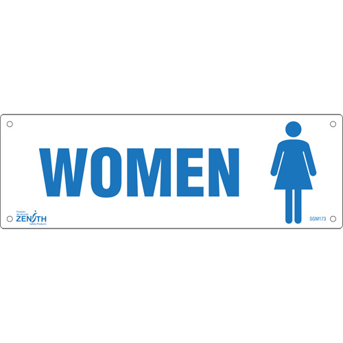 "Women" Sign, 4" x 12", Plastic, English with Pictogram Planification Entrepots Molloy