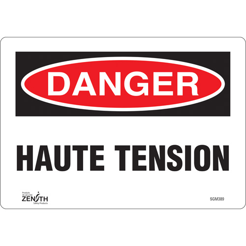 Enseigne Haute Tension, 7" x 10", Vinyle, Français Planification Entrepots Molloy