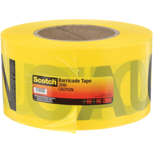 Scotch&reg; Buried Barricade Tape, English, 3" W x 1000' L, 2 mils, Black on Yellow Planification Entrepots Molloy