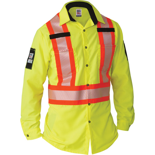 Chemise &agrave; manches longues haute visibilit&eacute; ind&eacute;chirable, Polyester, 2T-Grand (grande taille), Jaune lime haute visibilit&eacute; Planification Entrepots Molloy