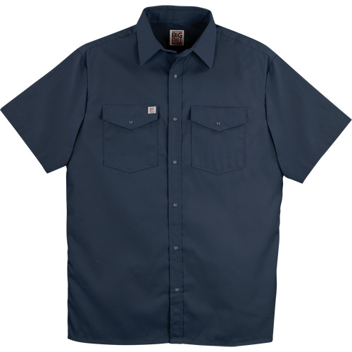 Twill Short-Sleeved Work Shirt with Snap, Men's, Small, Navy Blue Planification Entrepots Molloy