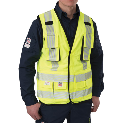 Ripstop Surveyor's Vest, High Visibility Lime-Yellow, Small, Polyester Planification Entrepots Molloy