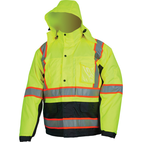 Insulated High Visibility Jacket, Polyester/Polyurethane, High Visibility Lime-Yellow, Small Planification Entrepots Molloy