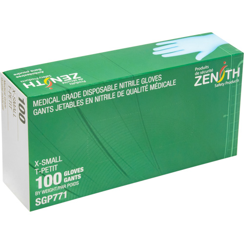 Puncture-Resistant Medical-Grade Disposable Gloves, X-Small, Nitrile, 4.5-mil, Powder-Free, Blue, Class 2 Planification Entrepots Molloy